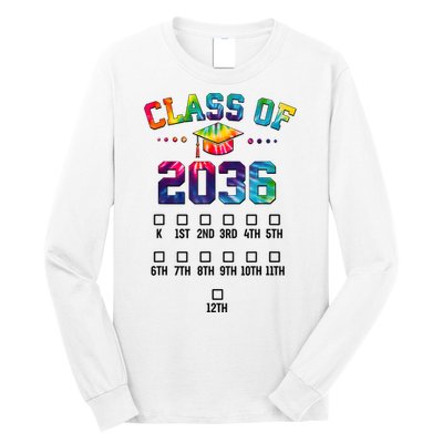 Class Of 2036 Grow With Me With Space For Checkmarks Long Sleeve Shirt