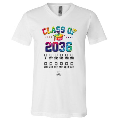 Class Of 2036 Grow With Me With Space For Checkmarks V-Neck T-Shirt