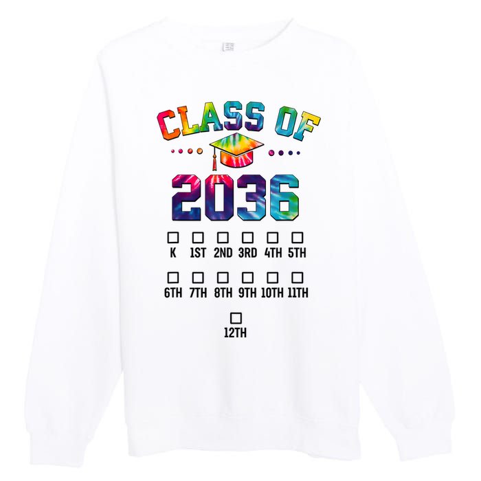 Class Of 2036 Grow With Me With Space For Checkmarks Premium Crewneck Sweatshirt