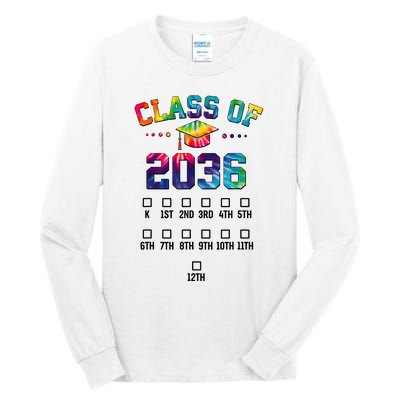 Class Of 2036 Grow With Me With Space For Checkmarks Tall Long Sleeve T-Shirt