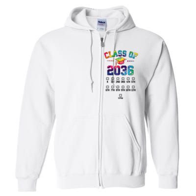 Class Of 2036 Grow With Me With Space For Checkmarks Full Zip Hoodie