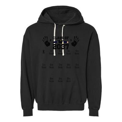 Class Of 2037 Grow With Me Handprint Prek 12th Grade Gift Garment-Dyed Fleece Hoodie