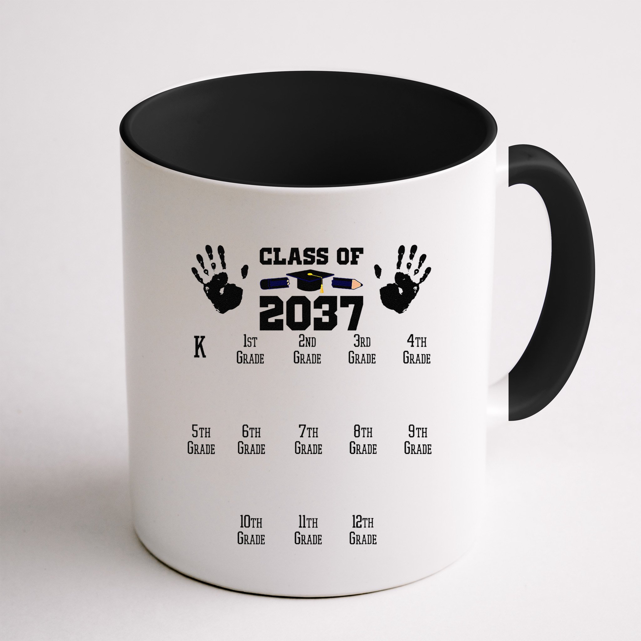 Class Of 2037 Grow With Me Handprint Prek 12th Grade Gift Mug