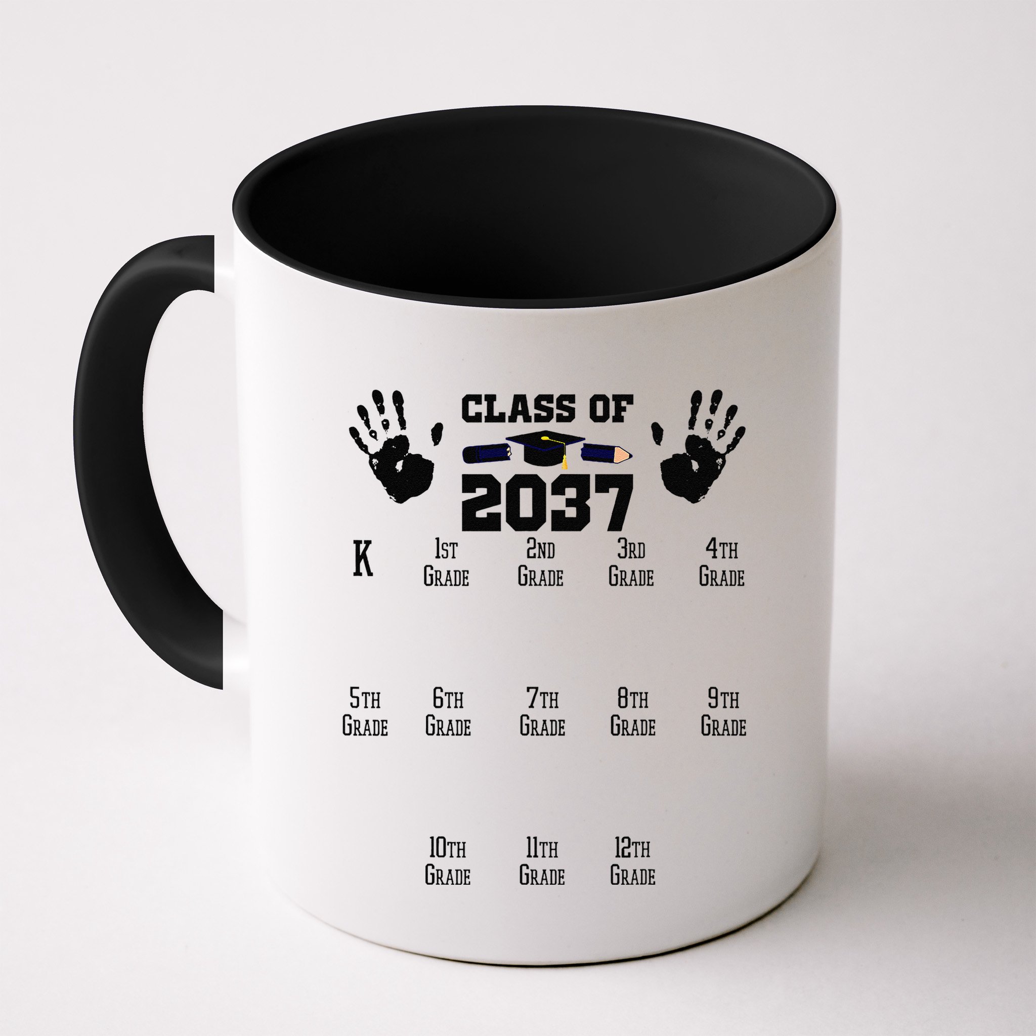 Class Of 2037 Grow With Me Handprint Prek 12th Grade Gift Mug