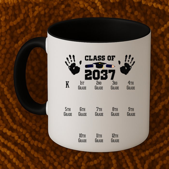 Class Of 2037 Grow With Me Handprint Prek 12th Grade Gift Mug