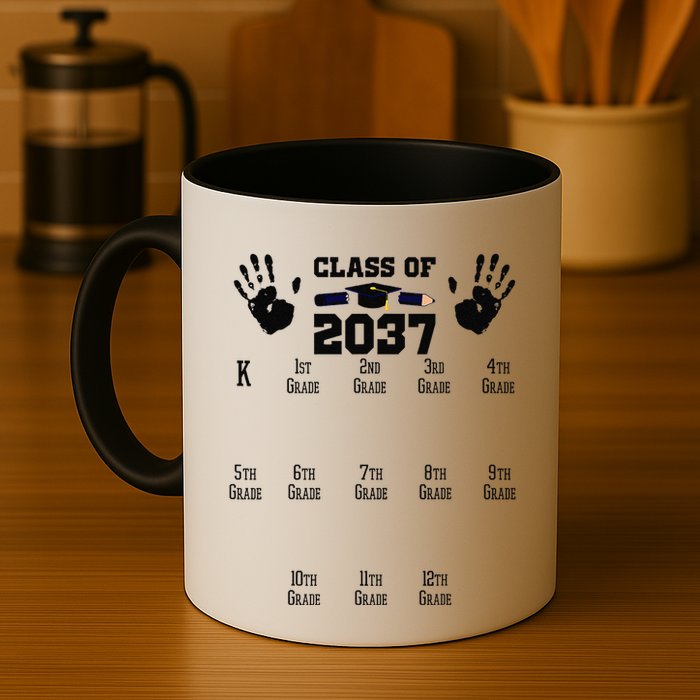 Class Of 2037 Grow With Me Handprint Prek 12th Grade Gift Mug