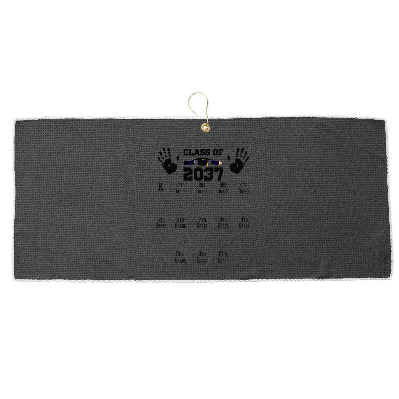 Class Of 2037 Grow With Me Handprint Prek 12th Grade Gift Large Microfiber Waffle Golf Towel