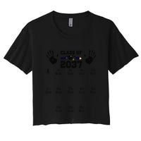 Class Of 2037 Grow With Me Handprint Prek 12th Grade Gift Women's Crop Top Tee