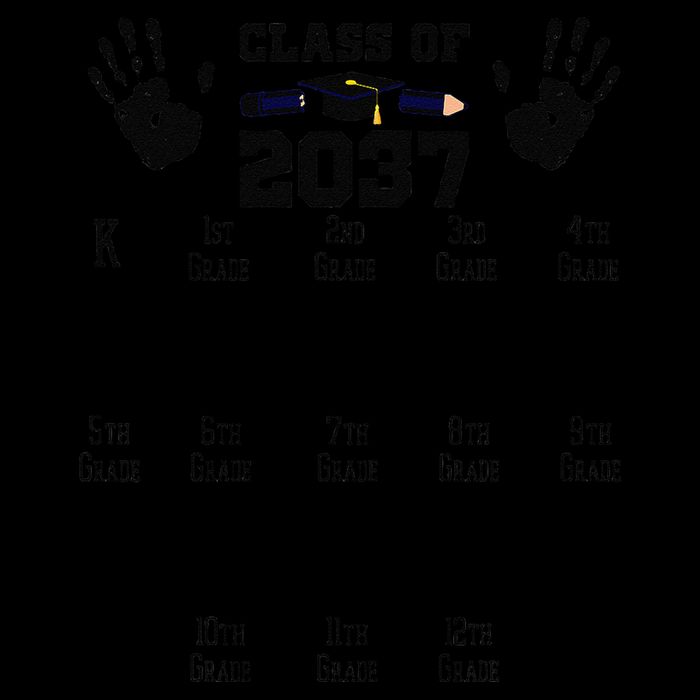 Class Of 2037 Grow With Me Handprint Prek 12th Grade Gift Cropped Pullover Crew