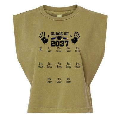 Class Of 2037 Grow With Me Handprint Prek 12th Grade Gift Garment-Dyed Women's Muscle Tee