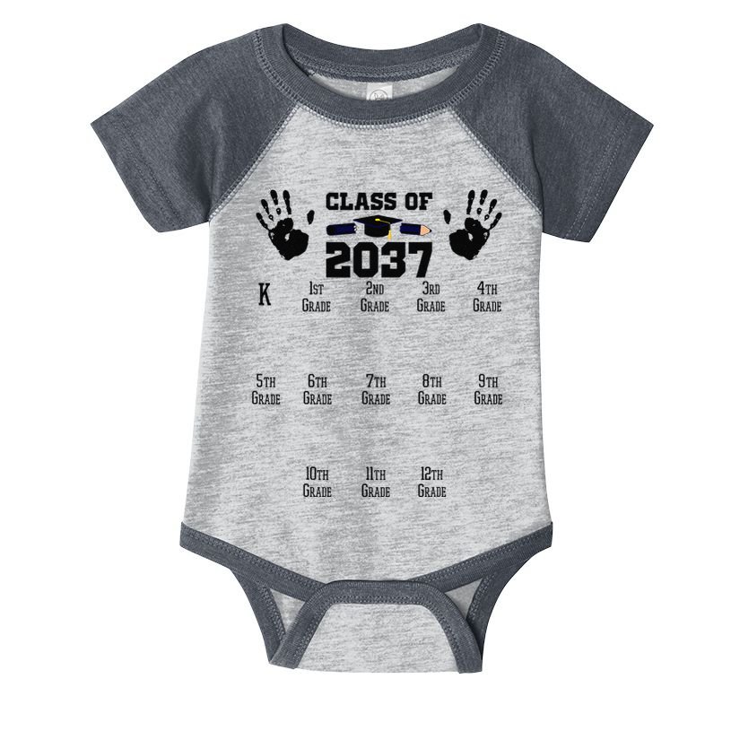 Class Of 2037 Grow With Me Handprint Prek 12th Grade Gift Infant Baby Jersey Bodysuit