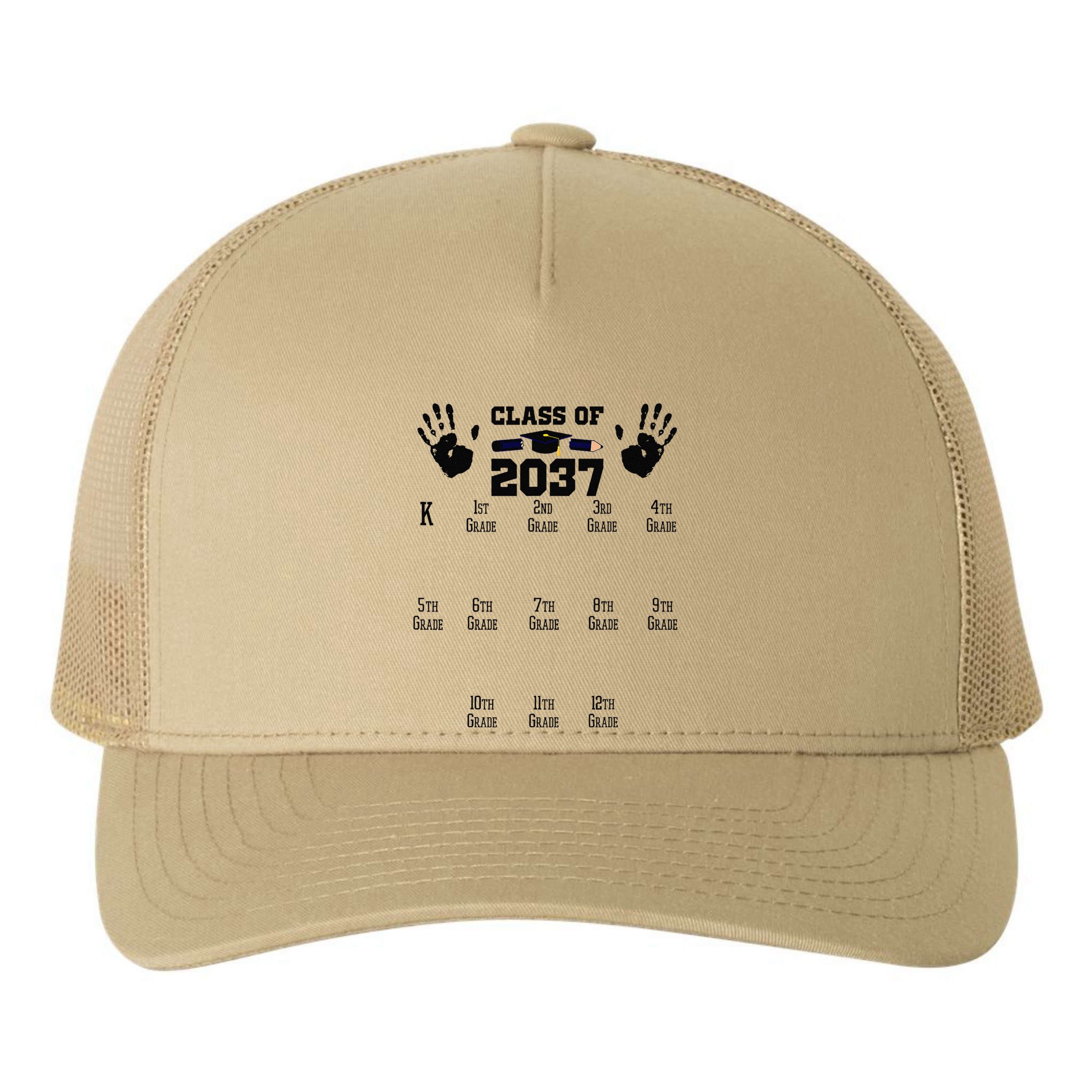 Class Of 2037 Grow With Me Handprint Prek 12th Grade Gift Yupoong Adult 5-Panel Trucker Hat
