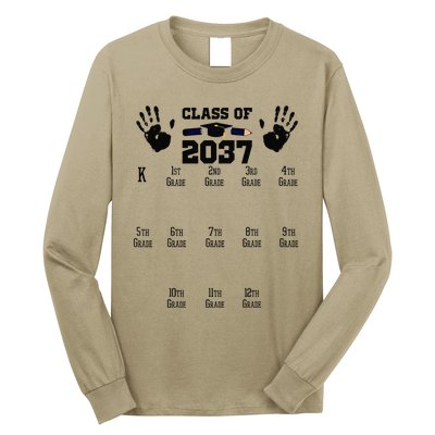 Class Of 2037 Grow With Me Handprint Prek 12th Grade Gift Long Sleeve Shirt