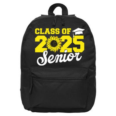 Class Of 2025 Senior 2025 Sunflower Back To School 2025 Girl 16 in Basic Backpack