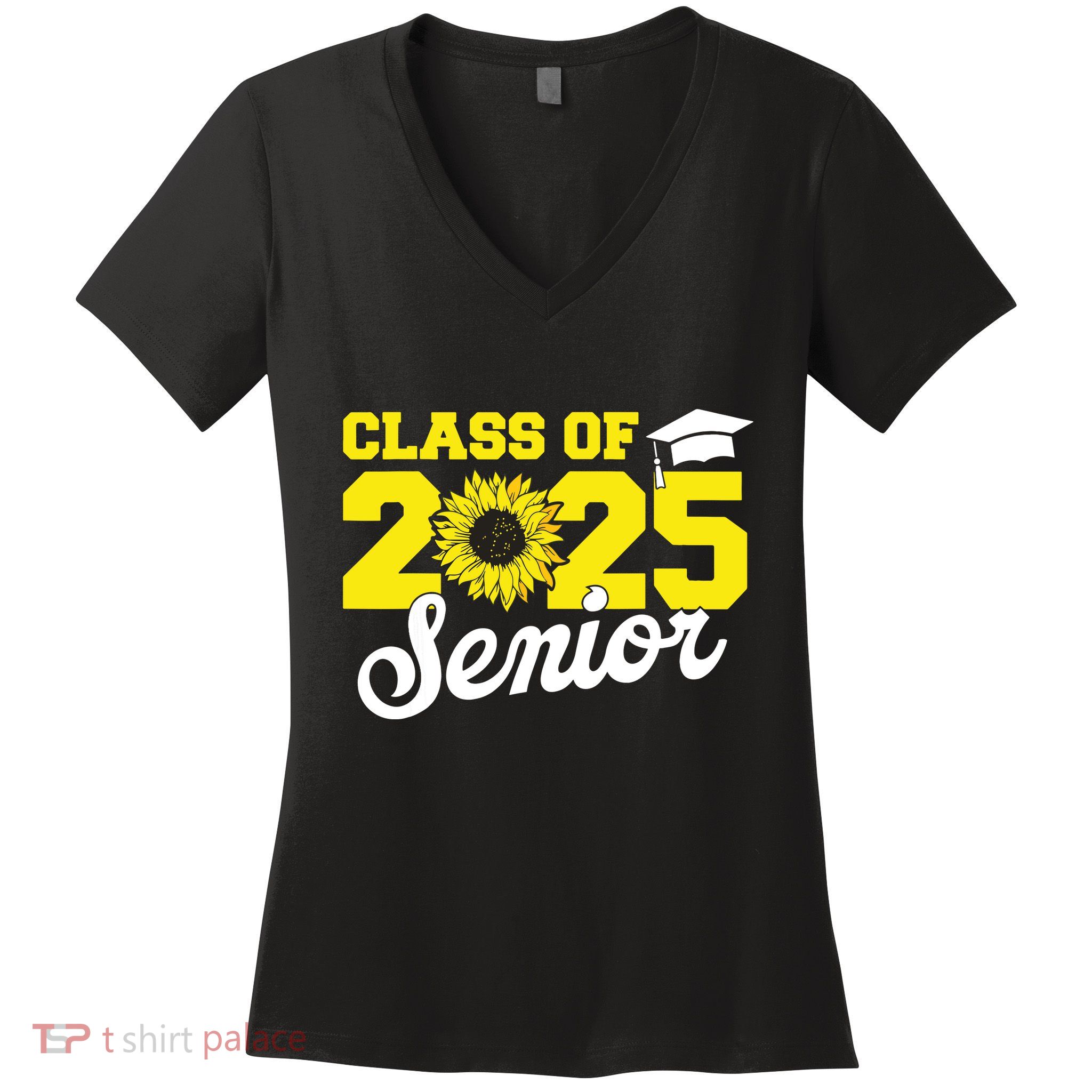 Class Of 2025 Senior 2025 Sunflower Back To School 2025 Girl Women's V-Neck T-Shirt
