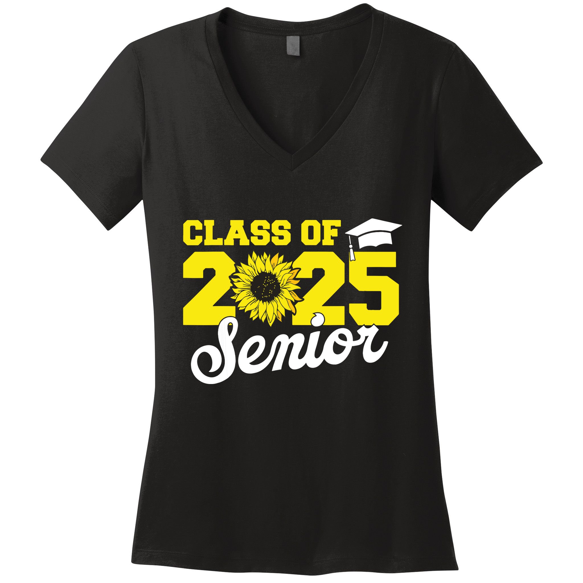 Class Of 2025 Senior 2025 Sunflower Back To School 2025 Girl Women's V-Neck T-Shirt