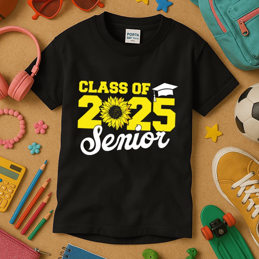 Class Of 2025 Senior 2025 Sunflower Back To School 2025 Girl Kids T-Shirt