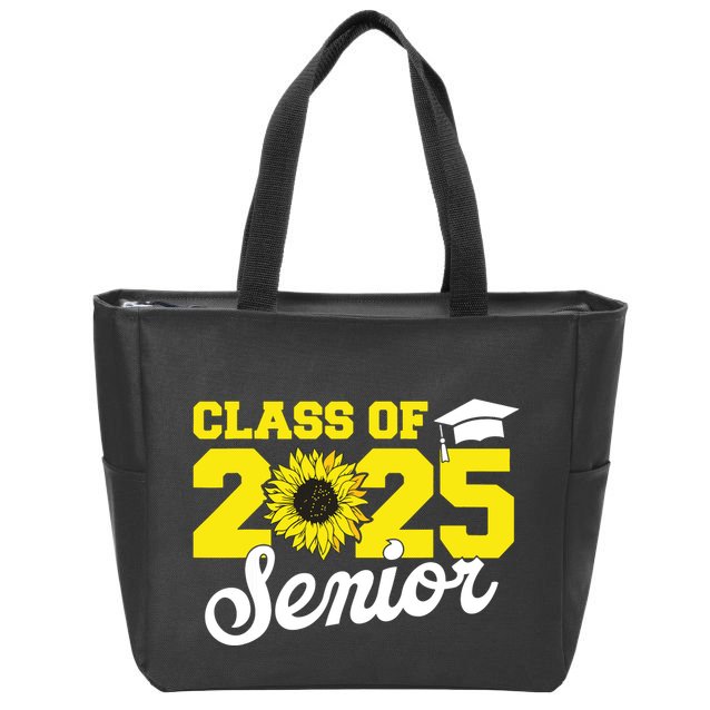 Class Of 2025 Senior 2025 Sunflower Back To School 2025 Girl Zip Tote Bag