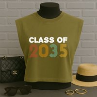 Class Of 2035 Retro Garment-Dyed Women's Muscle Tee