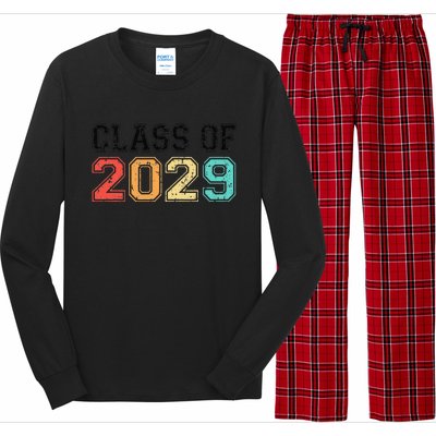 Class Of 2029 Grow With Me Graduation Retro Vintage Long Sleeve Pajama Set