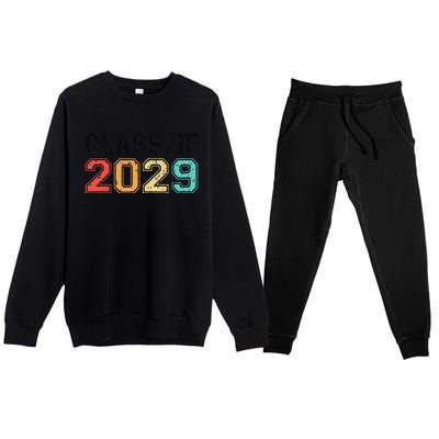 Class Of 2029 Grow With Me Graduation Retro Vintage Premium Crewneck Sweatsuit Set