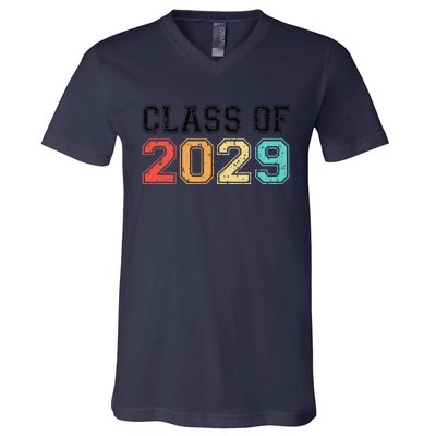 Class Of 2029 Grow With Me Graduation Retro Vintage V-Neck T-Shirt