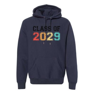 Class Of 2029 Grow With Me Graduation Retro Vintage Premium Hoodie