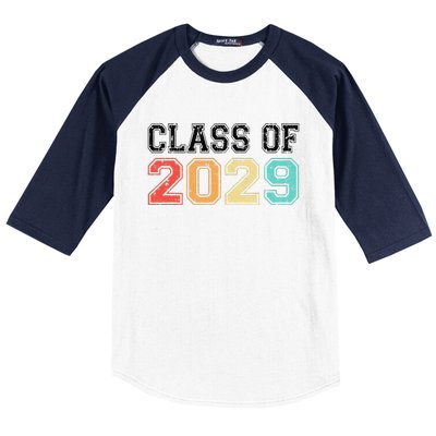 Class Of 2029 Grow With Me Graduation Retro Vintage Baseball Sleeve Shirt