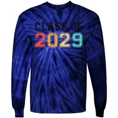 Class Of 2029 Grow With Me Graduation Retro Vintage Tie-Dye Long Sleeve Shirt