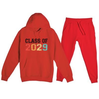 Class Of 2029 Grow With Me Graduation Retro Vintage Premium Hooded Sweatsuit Set