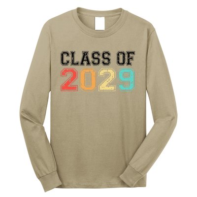 Class Of 2029 Grow With Me Graduation Retro Vintage Long Sleeve Shirt