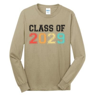 Class Of 2029 Grow With Me Graduation Retro Vintage Tall Long Sleeve T-Shirt