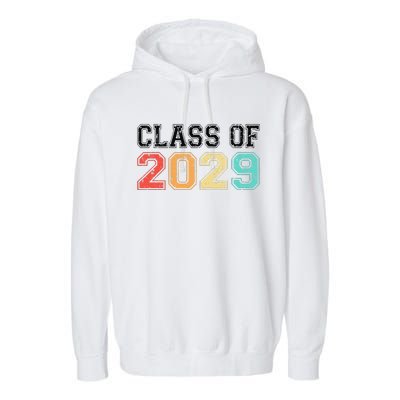 Class Of 2029 Grow With Me Graduation Retro Vintage Garment-Dyed Fleece Hoodie