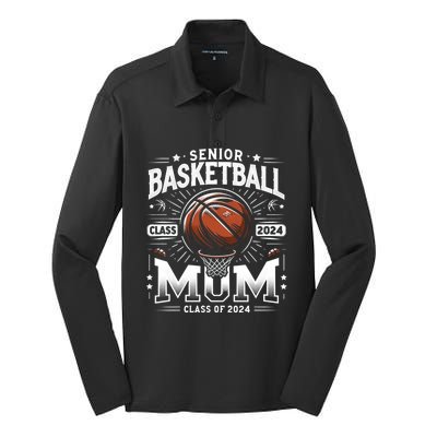 Class Of 2024 Senior Mom Basketball Graduation Gift Silk Touch Performance Long Sleeve Polo