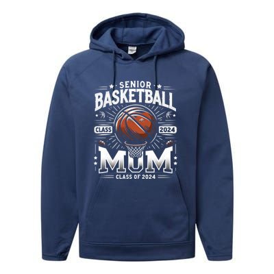 Class Of 2024 Senior Mom Basketball Graduation Gift Performance Fleece Hoodie