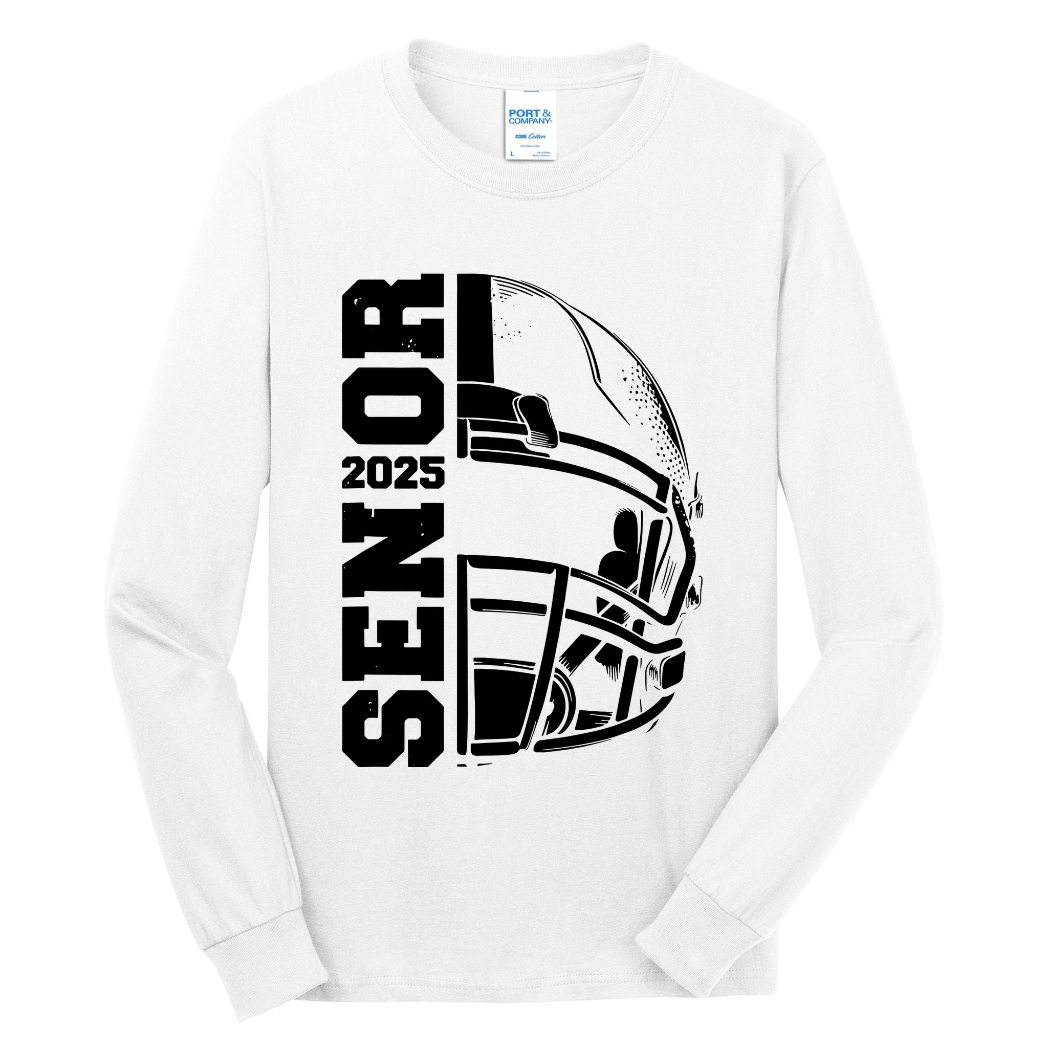 Class Of 2025 Senior 25 Football 2025 Graduation Party Tall Long Sleeve T-Shirt