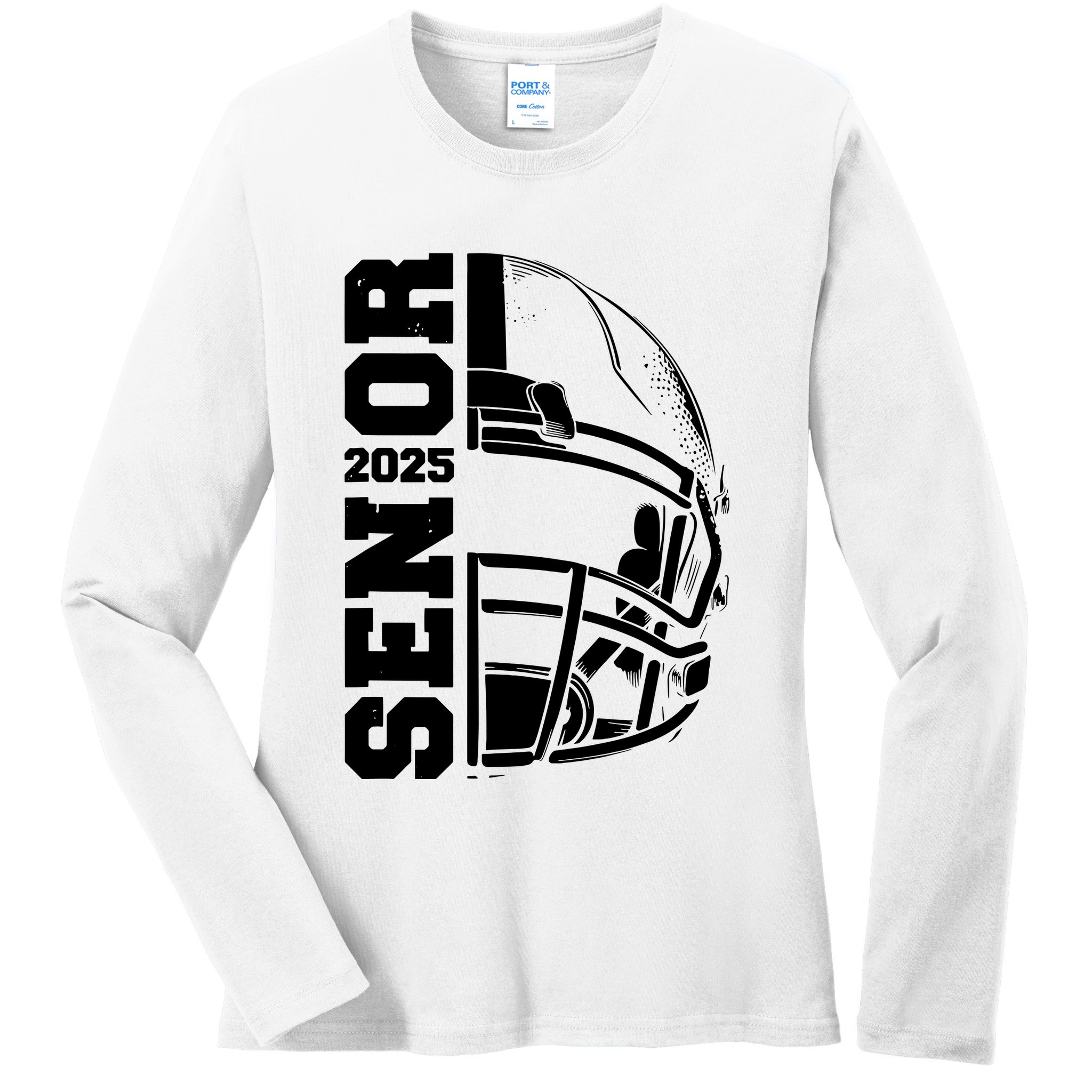 Class Of 2025 Senior 25 Football 2025 Graduation Party Ladies Long Sleeve Shirt