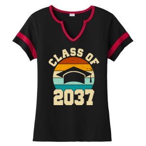 Class Of 2037 Kindergarten Graduation Retro Ladies Halftime Notch Neck Tee