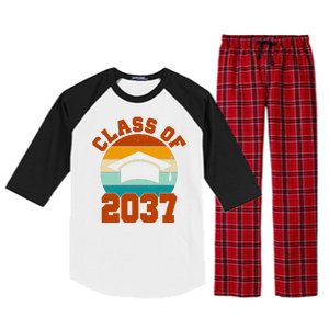 Class Of 2037 Kindergarten Graduation Retro Raglan Sleeve Pajama Set