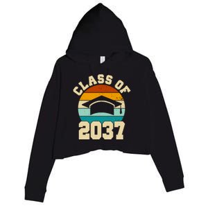 Class Of 2037 Kindergarten Graduation Retro Crop Fleece Hoodie