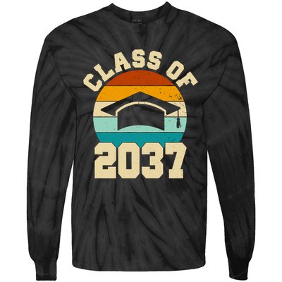 Class Of 2037 Kindergarten Graduation Retro Tie-Dye Long Sleeve Shirt