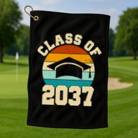 Class Of 2037 Kindergarten Graduation Retro Golf Towel