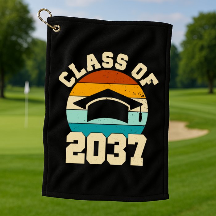 Class Of 2037 Kindergarten Graduation Retro Golf Towel