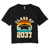 Class Of 2037 Kindergarten Graduation Retro Women's Crop Top Tee