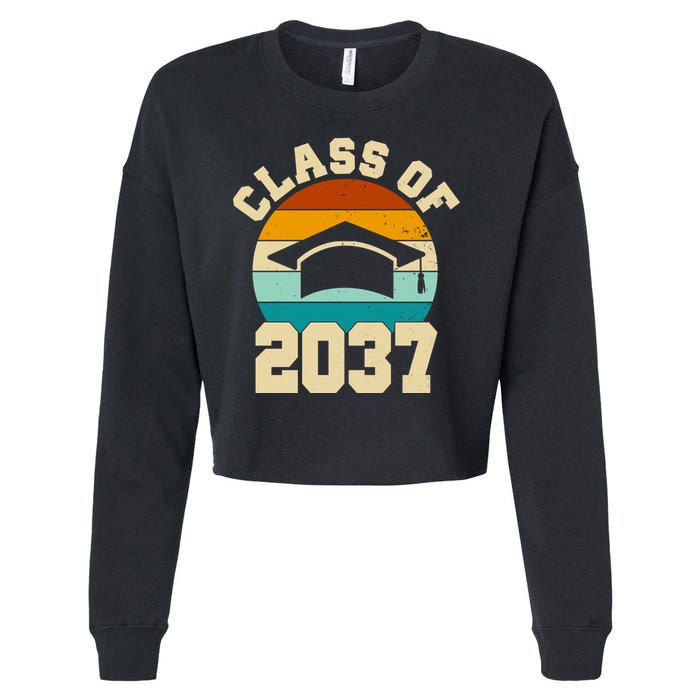 Class Of 2037 Kindergarten Graduation Retro Cropped Pullover Crew
