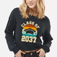 Class Of 2037 Kindergarten Graduation Retro Cropped Pullover Crew