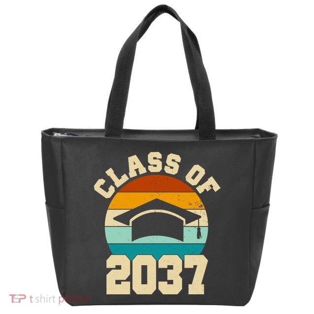 Class Of 2037 Kindergarten Graduation Retro Zip Tote Bag