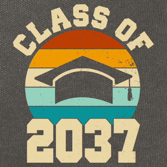 Class Of 2037 Kindergarten Graduation Retro Cotton Canvas Backpack