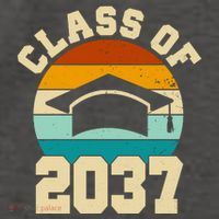 Class Of 2037 Kindergarten Graduation Retro Vector Backpack