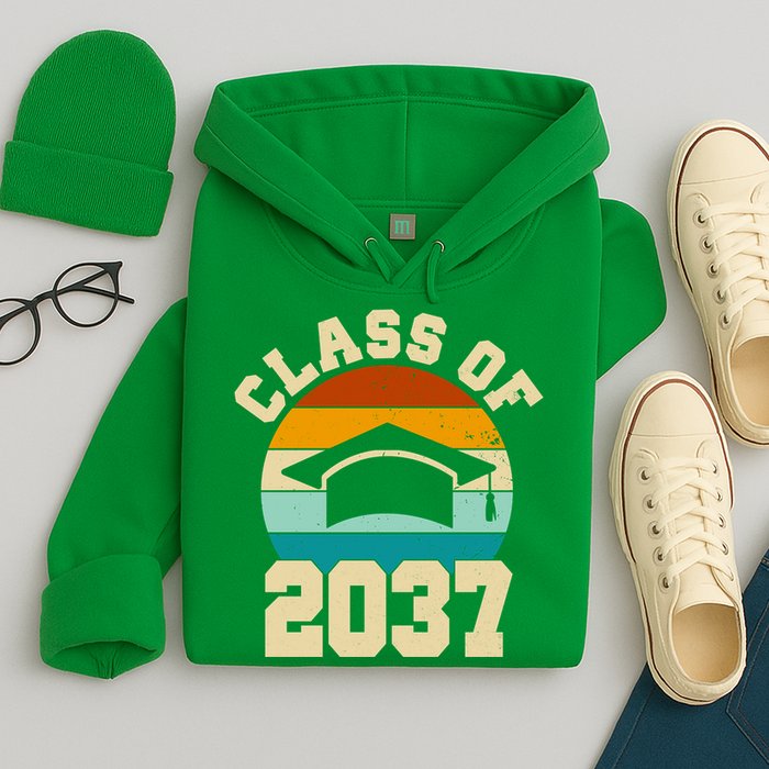 Class Of 2037 Kindergarten Graduation Retro Hoodie